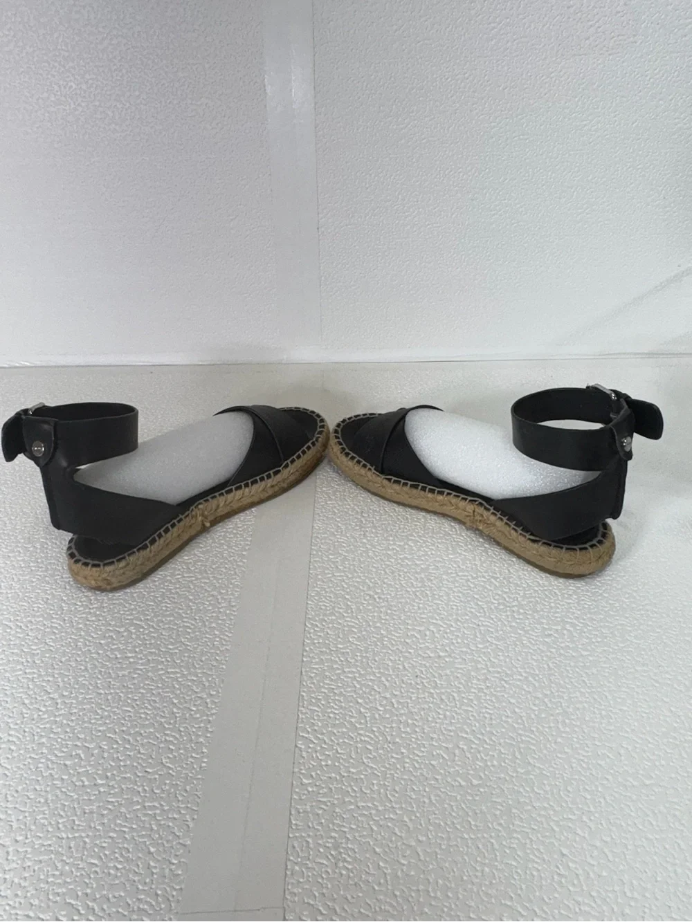 Circus by Sam Edelman Black Leather Crisscross Ankle Espadrilles s214